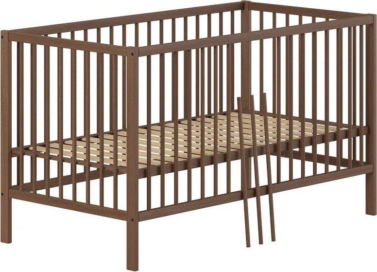 Barna bükkfa babaágy levehető oldallal-állítható magassággal 70x140 cm Dino – Vipack