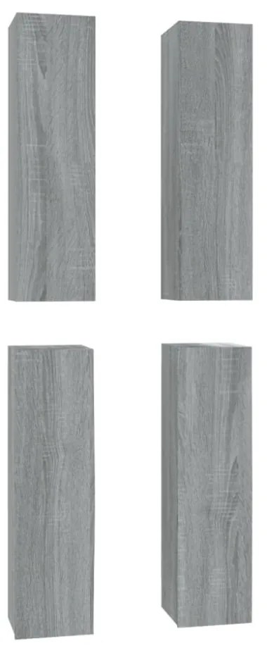 4 db szürke sonoma színű szerelt fa TV-szekrény 30,5x30x110 cm