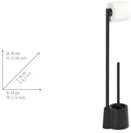 WENKO 23804100 - AVOLA WC-kefe 13x70 cm rozsdamentes acél/fekete