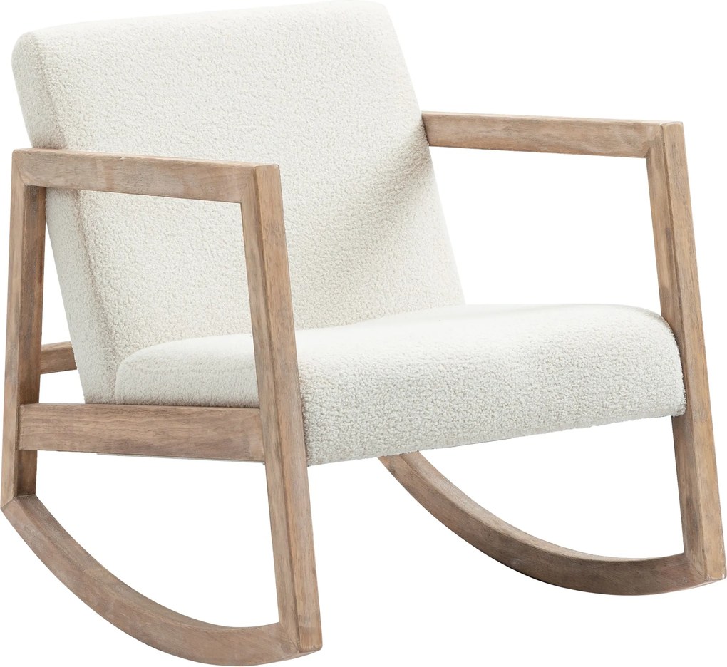 HOMCOM Fa vázzal rendelkező Hintaszék, Kárpitozott Relaxáló Szék, Karfás Fotelek, Párnázott Ülés, Gumifából, Krém, 60 x 81 x 71 cm | Aosom