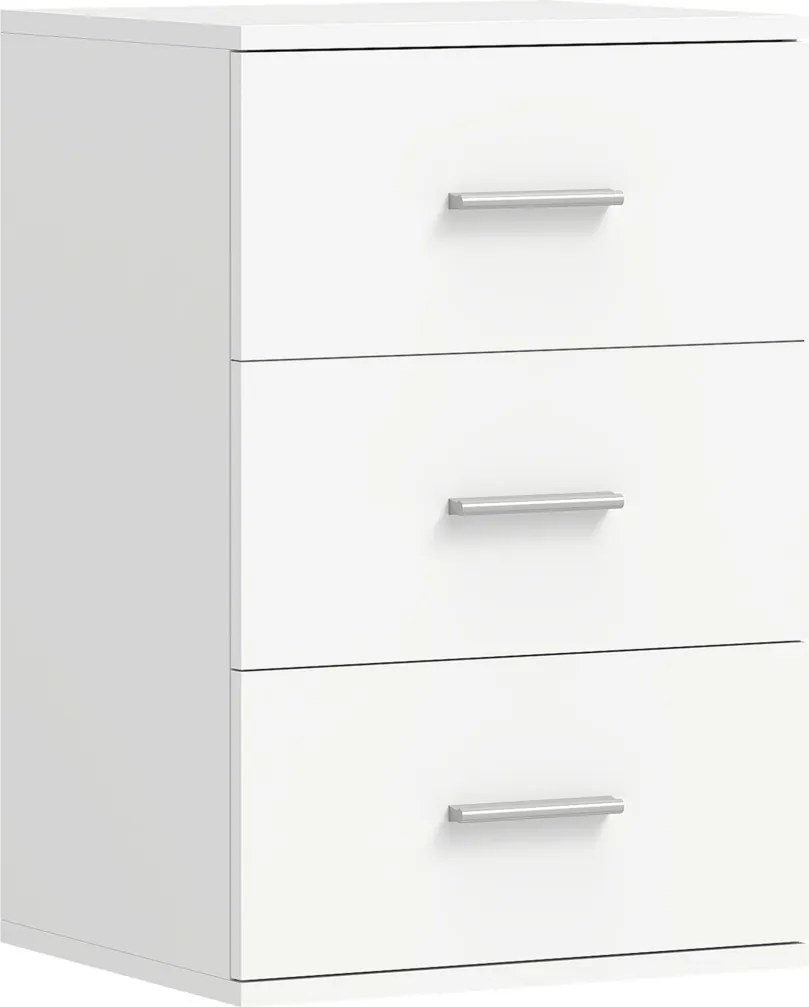HOMCOM Éjjeliszekrény 3 fiókkal, hálószobába, kisasztal, MDF, 40 x 35 x 60cm, fehér