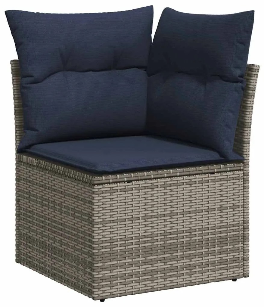 7 részes szürke polyrattan kerti ülőgarnitúra párnákkal