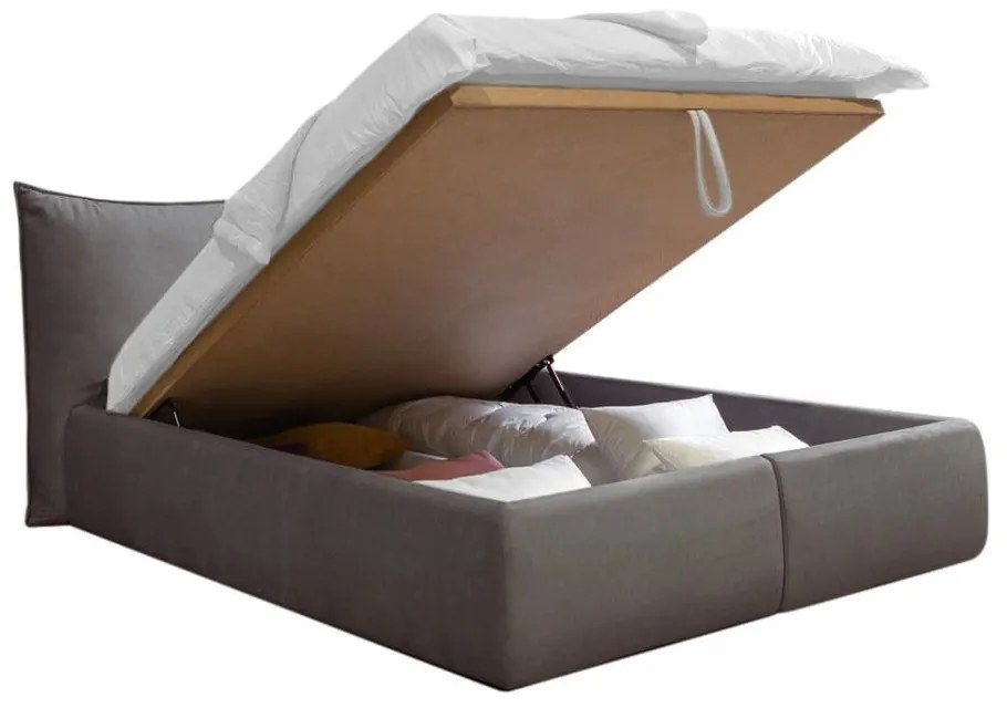 Sötétszürke kárpitozott franciaágy tárolóhellyel ágyráccsal 160x200 cm Jade – Bobochic Paris