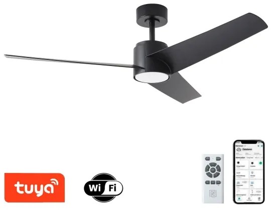ZEVENTI - LED mennyezeti ventilátor ORVIETO LED/18W/230V Wi-Fi Tuya fekete + távvezérlő