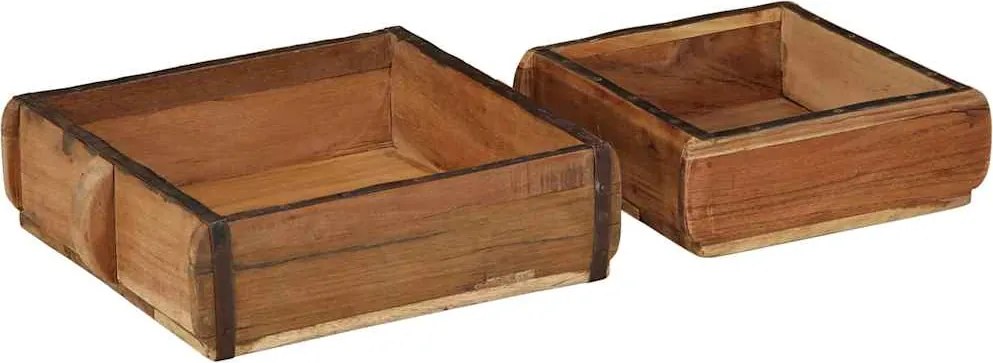 vidaXL Tálca 2 pcs Barna 29 x 31 x 10 cm Szilárd Újrahasznosított Fa