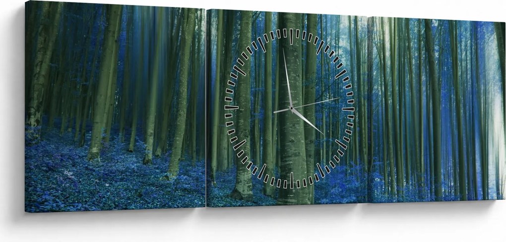 Kép - Kék erdő (órával) (90x30 cm)