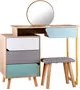 Jokomisiada fésülködőasztal többszínű 118 x 109 x 40cm szék a csomagban