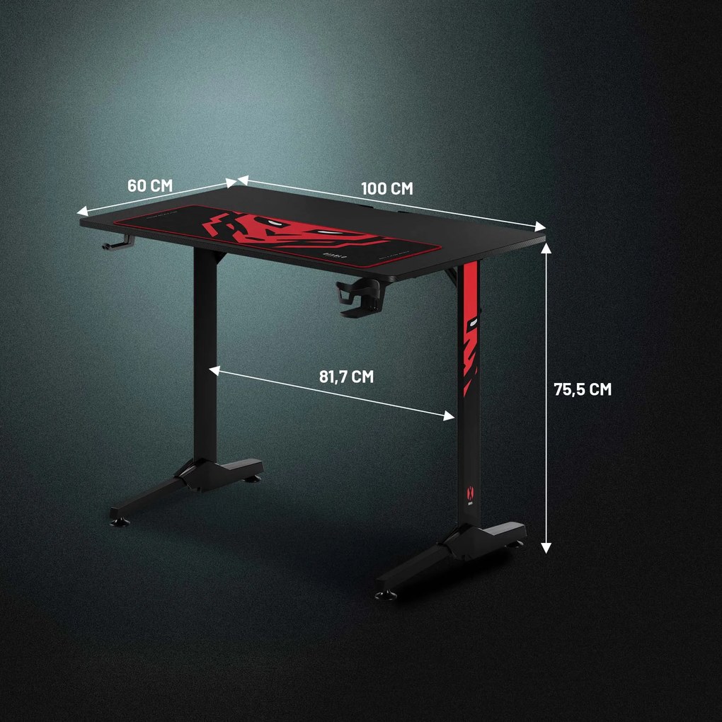 Gamer asztal 100 cm fekete: Diablo X-Mate 1000