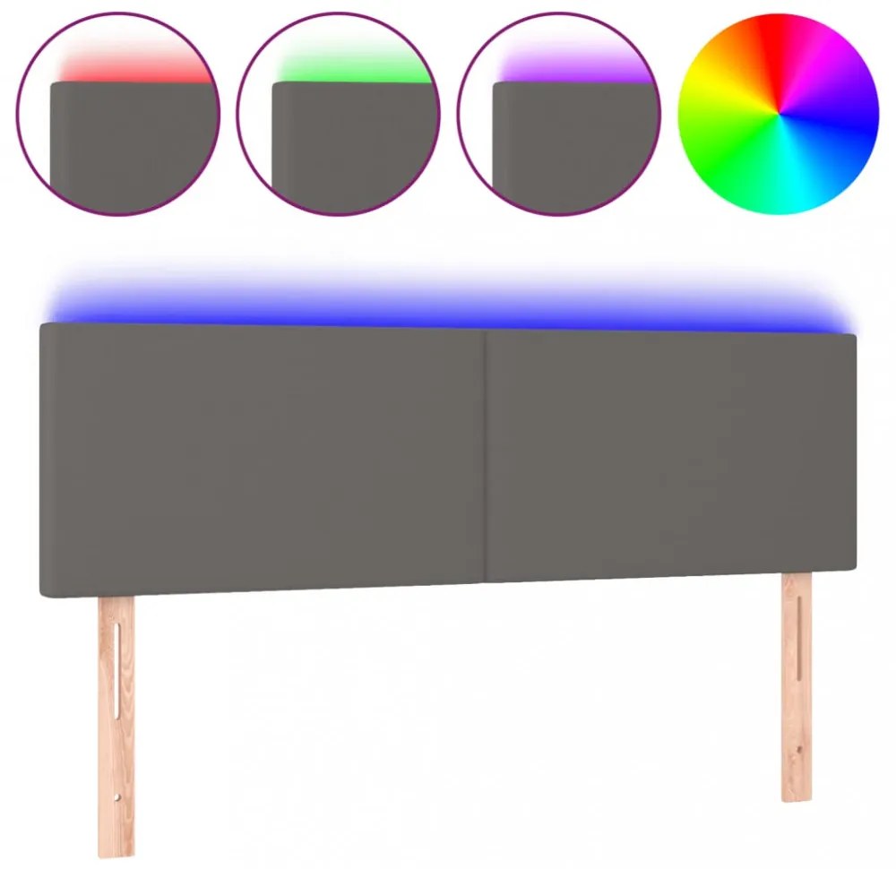 szürke műbőr LED-es fejtámla 144 x 5 x 78/88 cm
