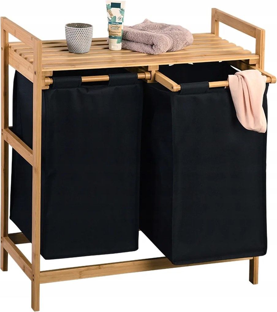 2 Rekeszes szennyestartó kosár Polccal kivehető kosarak szennyestartó