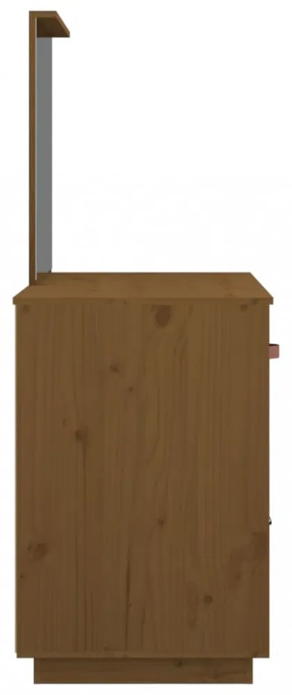 mézbarna tömör fenyőfa fésülködőasztal 95 x 50 x 134 cm