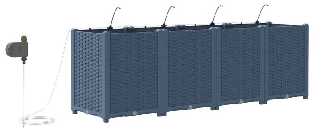 Kerti ültetők Szürke 160 x 40 x 52 cm Acél