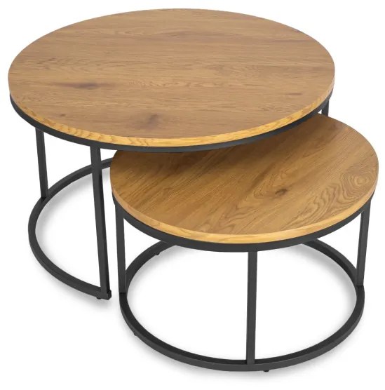 Set masuță de cafea stejar auriu/negru DELIA MAX