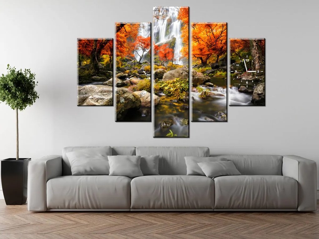 Gario Órás falikép őszi vízesés - 5 részes Méret: 150 x 70 cm