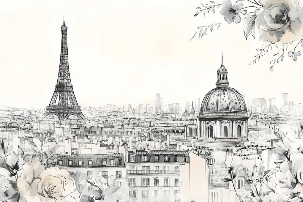 Vászonkép Canvas Város Panoráma Építészet Párizs Vázlat 60x40