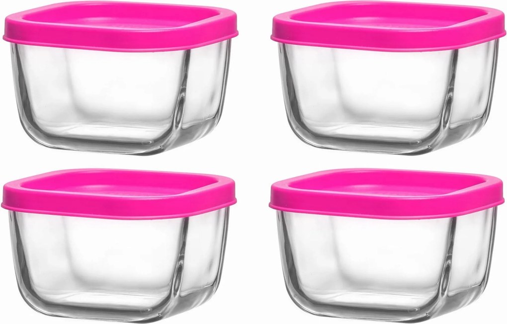 Lav Cube Élelmiszertároló szett, 4 darabos, fedővel, 270 ml