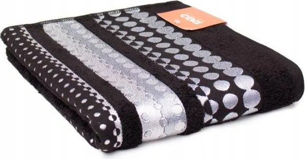 Pamut törölköző Ezüst 70x140 cm fekete