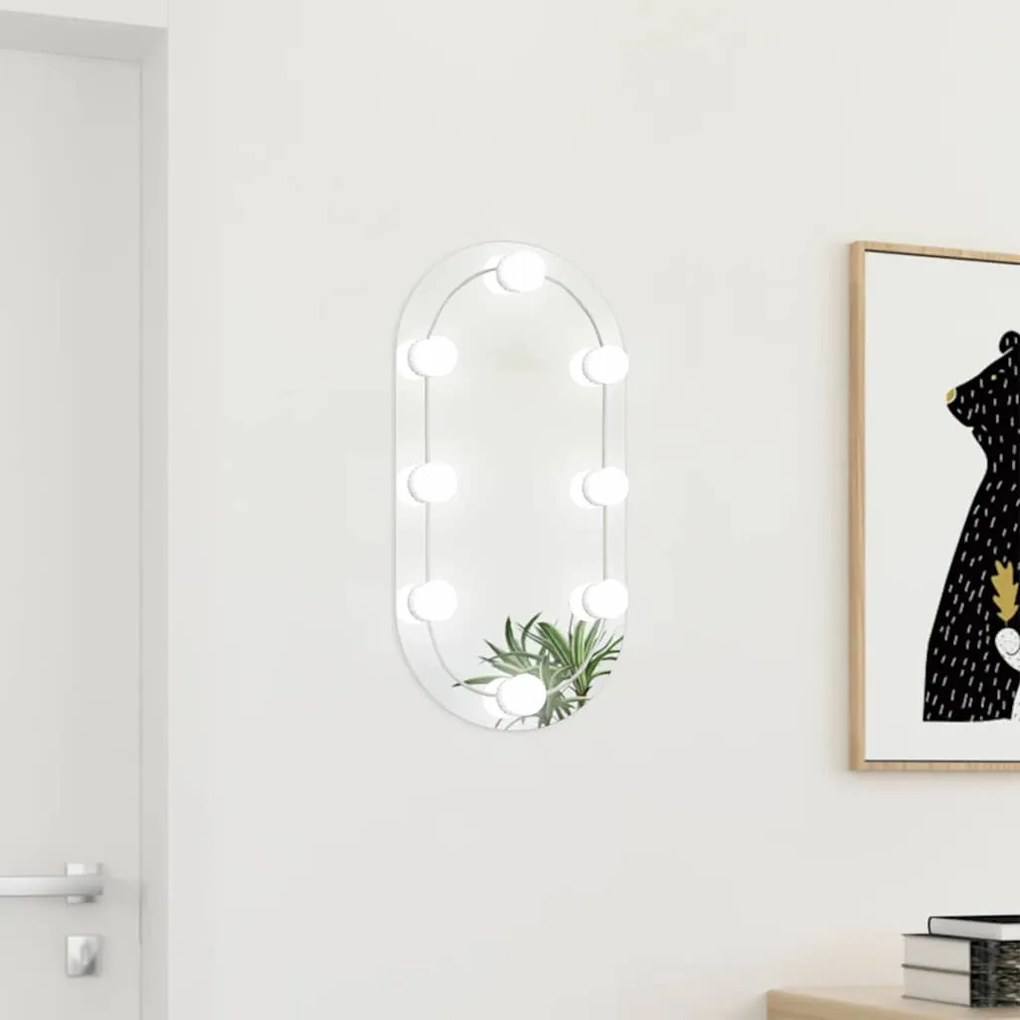 ovális üvegtükör LED-lámpákkal 60 x 30 cm