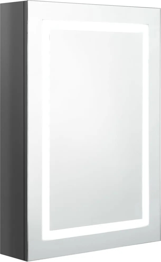 vidaXL fényes szürke LED-es tükrös fürdőszobaszekrény 50 x 13 x 70 cm