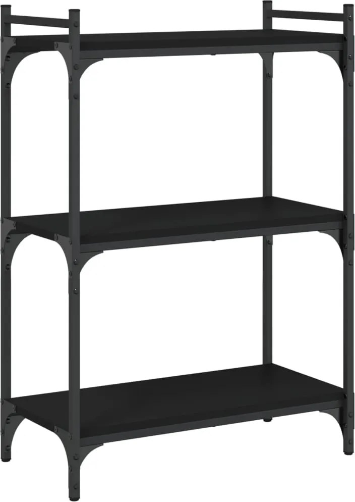 vidaXL 3 szintes fekete szerelt fa könyvespolc 60x30x86 cm