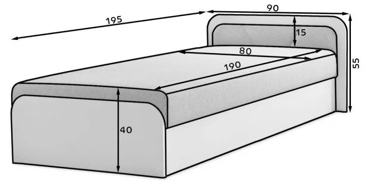Okkersárga-bézs kárpitozott-forgácslemez ágyneműtartós egyszemélyes ágy matraccal 80x190 cm Parys – ELTAP