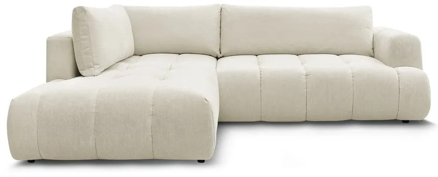 Bézs kinyitható-tárolóhelyes sarokkanapé (bal oldali-L alakú) Fuji – Bobochic Paris