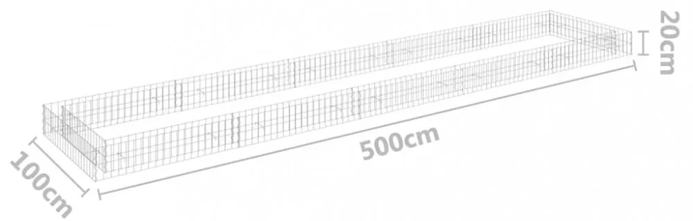 horganyzott acél gabion magaságyás 500 x 100 x 20 cm