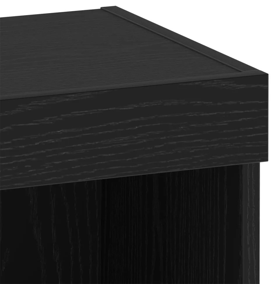 Fali Szekrény LED Fényekkel 2 db Fekete Tölgy 40x30x30 cm