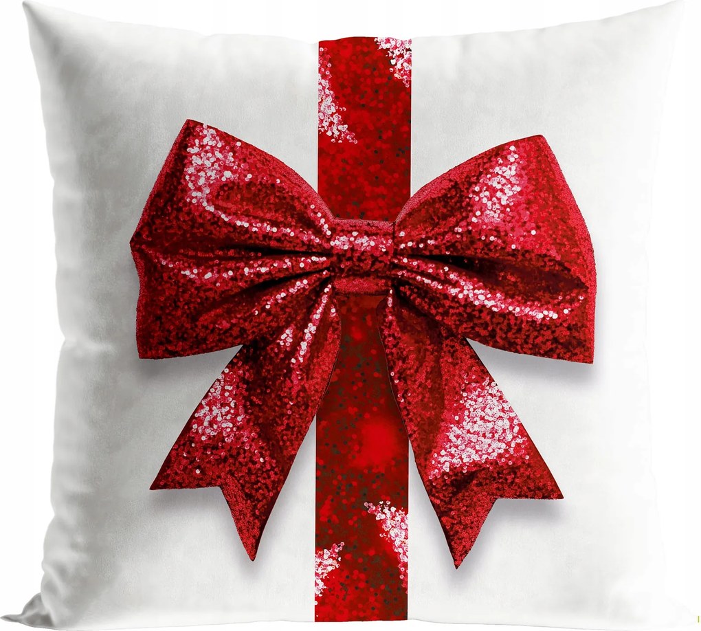 Csillámos Masni párnahuzat Velvet, 40x40cm, fehér