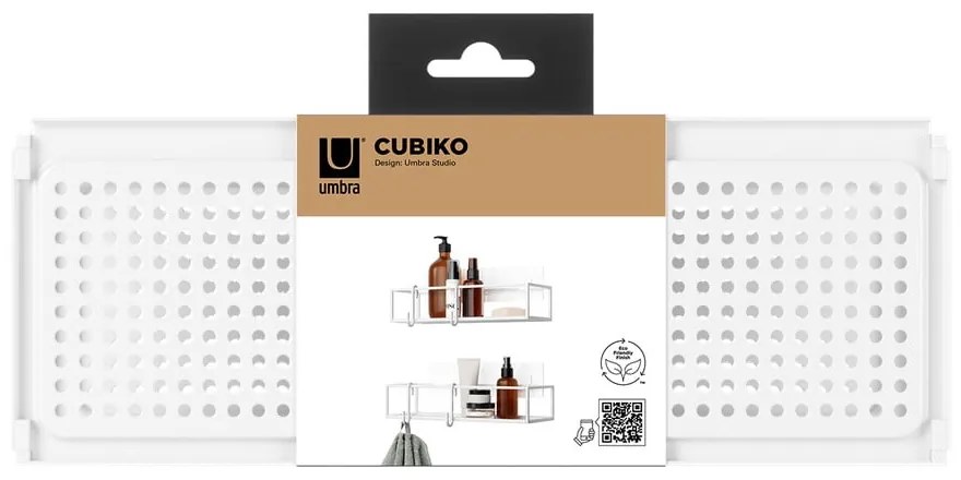 Fehér öntapadós acél fürdőszobai polc szett 2 db-os Cubiko – Umbra