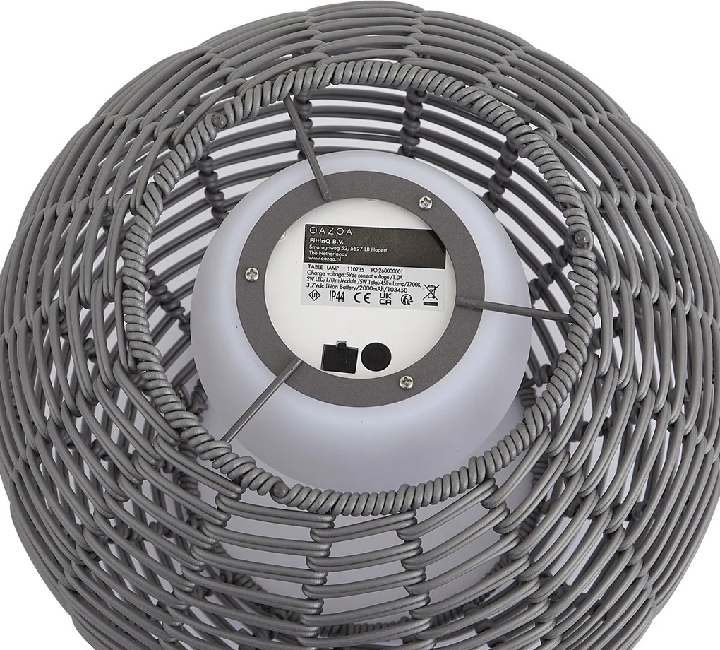 Kültéri asztali lámpa sötétszürke 30 cm LED-del, USB-C-vel újratölthető IP44 - Oli