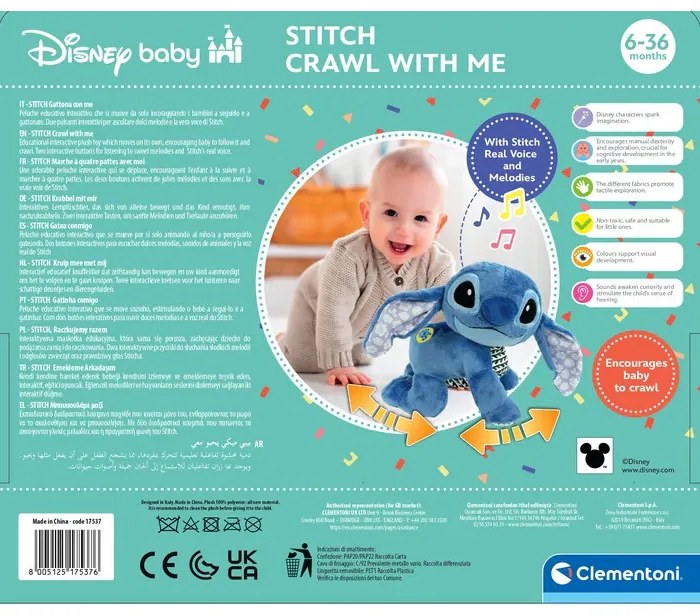 Disney Lilo és Stitch, A csillagkutya Cute interaktív mászó plüss figura Clementoni