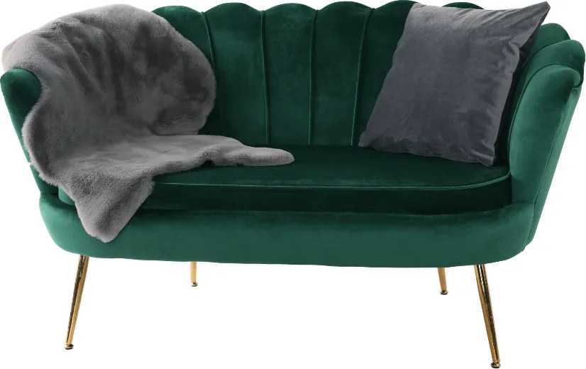 Pad Art-deco stílusban, smaragd Velvet anyag/gold króm-arany, NOBLIN