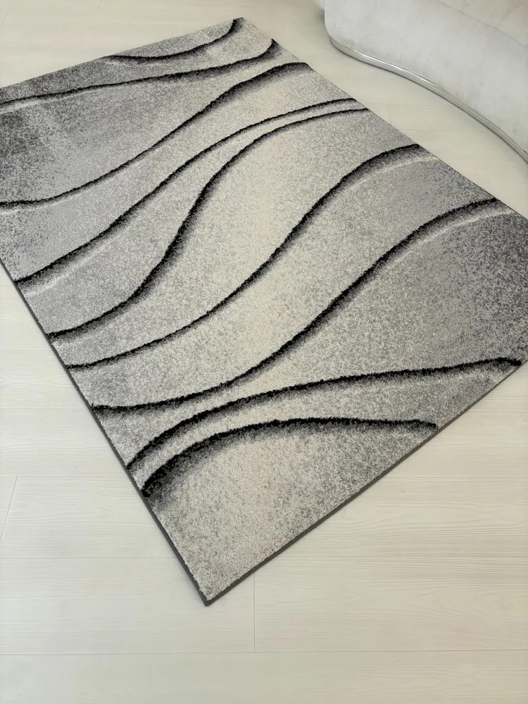 Nora 6032 szürke modern szőnyeg 80 cm-es szett