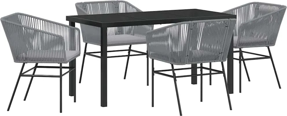 vidaXL Kert étkező szett párnával 5 pcs Szürke Porszórt acél