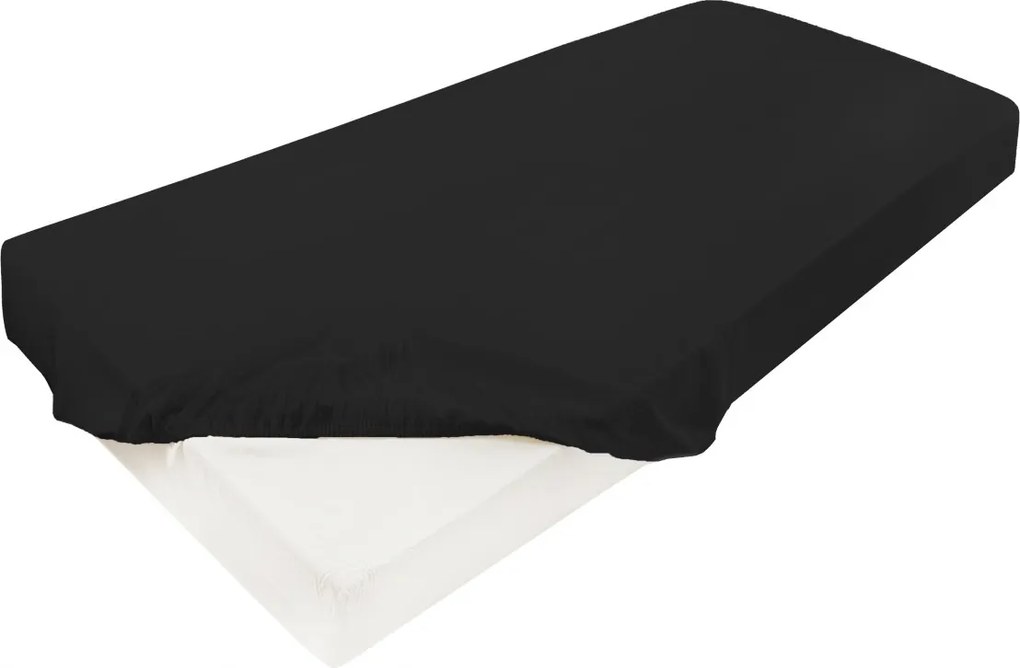 Szatén gumis lepedő 90x200x25, fekete_48, Matex