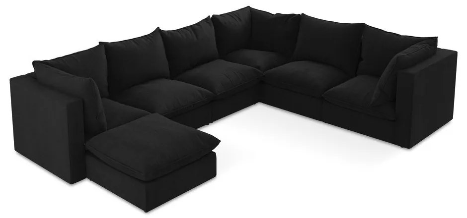 Fekete sarokkanapé (jobb oldali-U alakú) Manao – Makamii