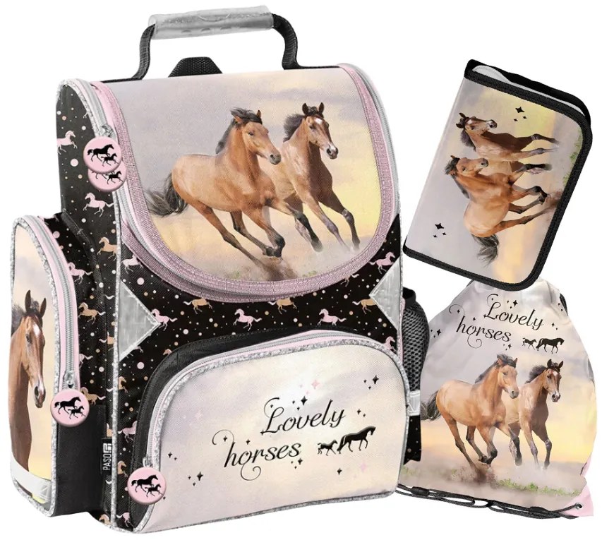 Iskolatáska lányoknak - 3 részes szett - LOVELY HORSES
