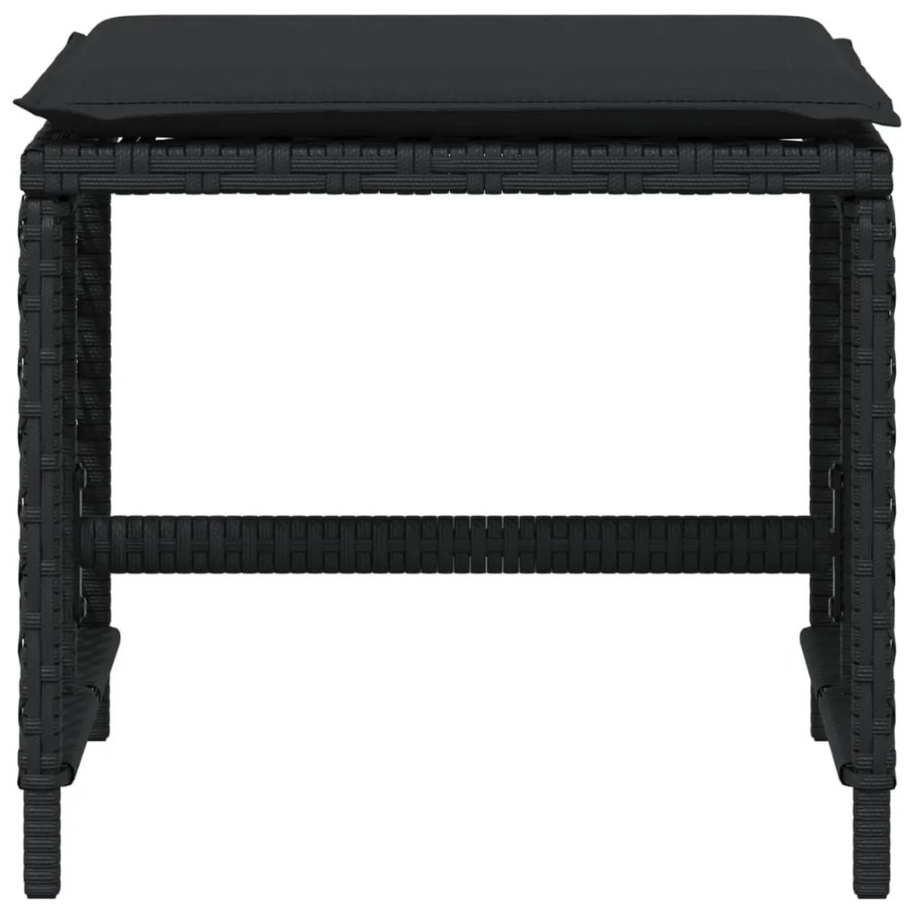 4 db fekete polyrattan kerti szék párnával 41 x 41 x 36 cm