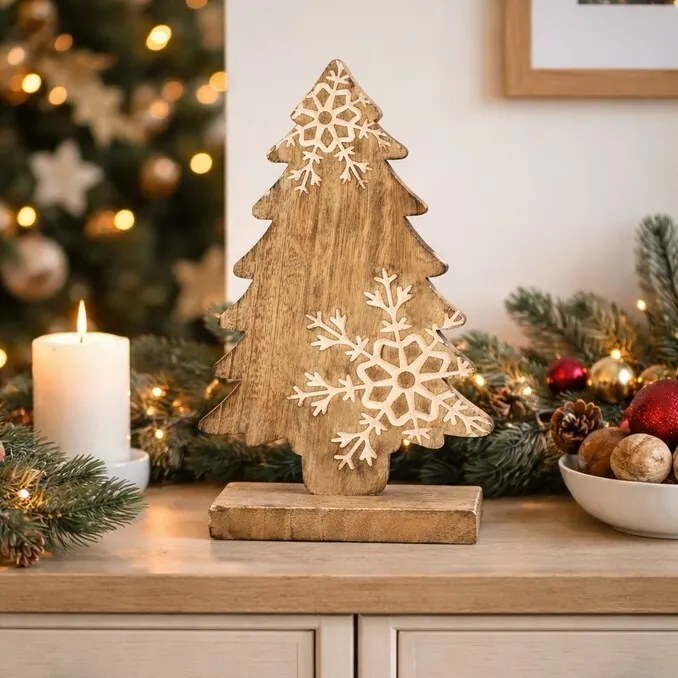 4Home Mangófa dekoráció Hópehely fa, 33 cm, 33 cm