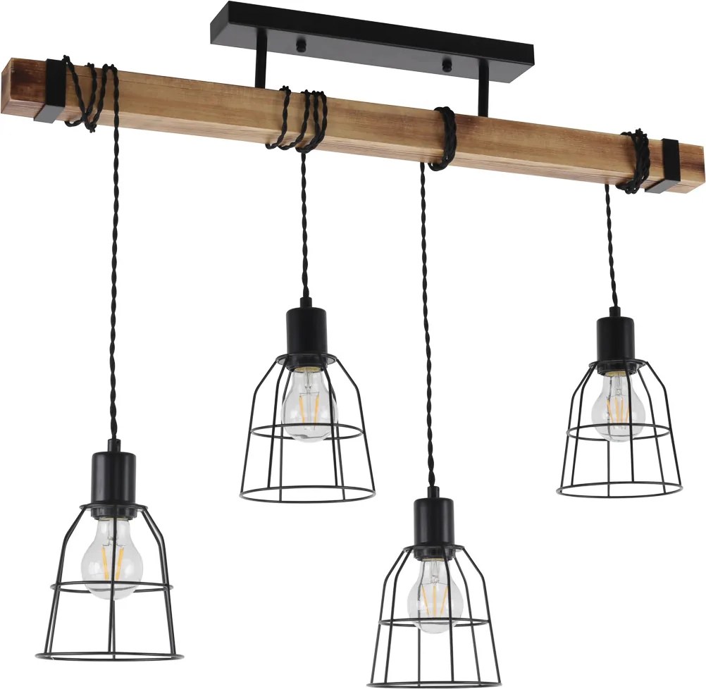 Italux loft vintage függeszték ponte fekete itxpnd-4290-4-l