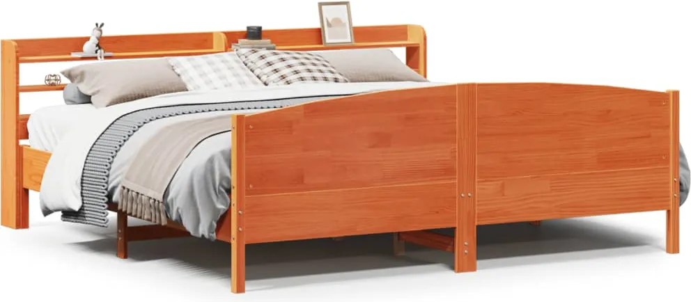 vidaXL viaszbarna tömör fenyőfa ágy matrac nélkül 180 x 200 cm