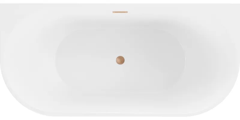 Mexen Oval, szabadon álló fali kád 180 x 80 cm, fehér-fekete, réz túlfolyó, 52671808075-65