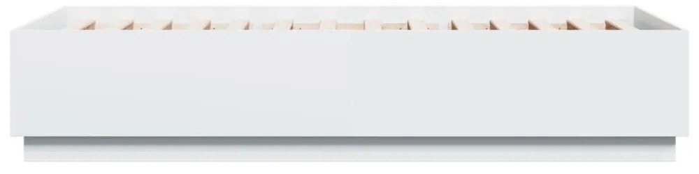 fehér szerelt fa ágykeret LED-világítással 100 x 200 cm