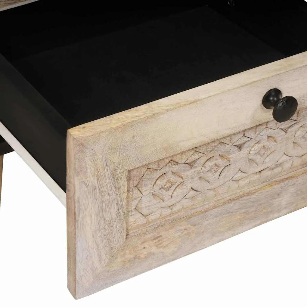 Éjjeli asztal fiókkal 2 pcs Bézs 40 x 33 x 46 cm tömör mangófa