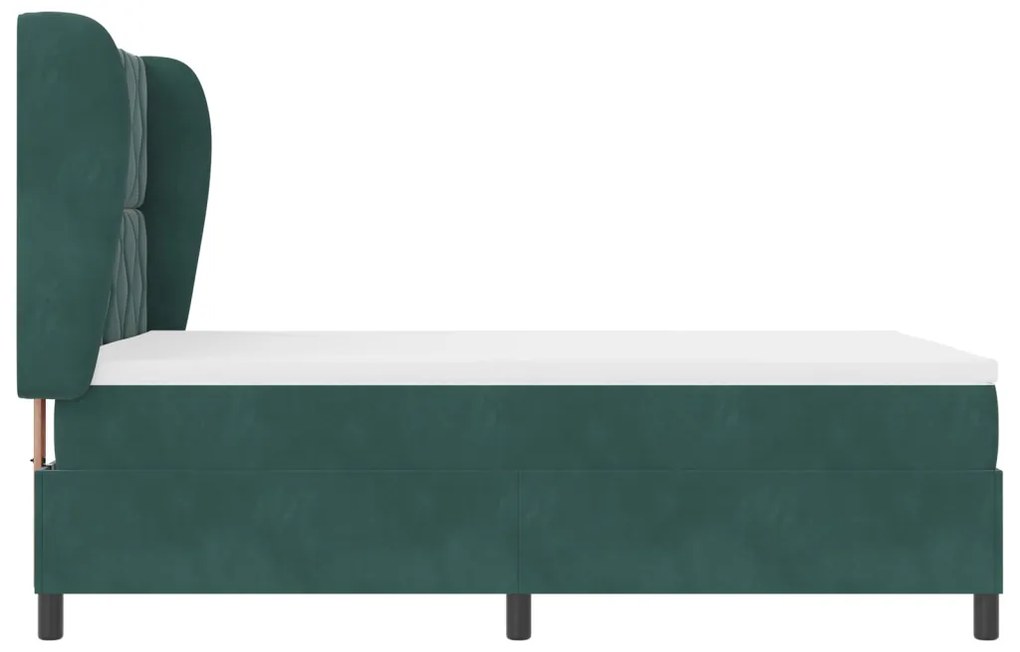 Boxspring Ágy Mattal - Sötét Zöld, 140x200 cm, Bársony