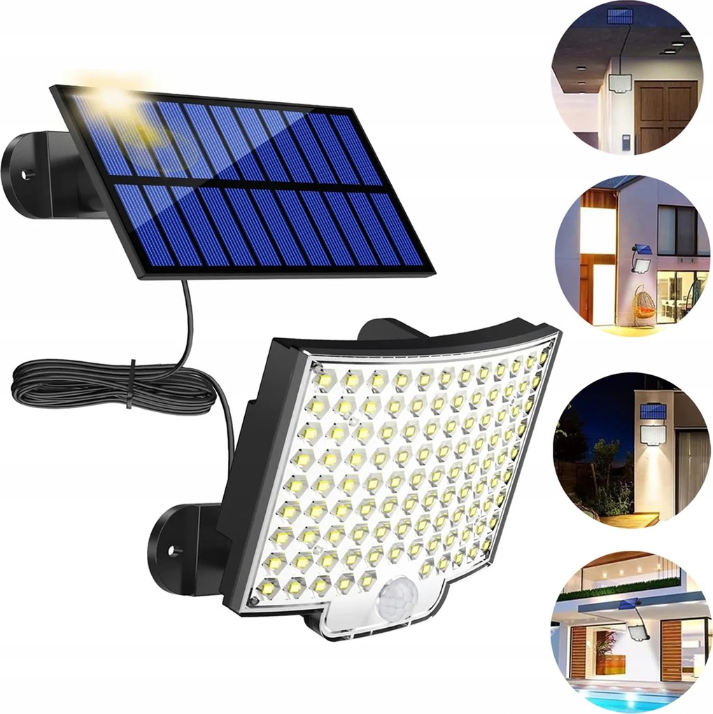 Napelemes Led Lámpa Szürkületi Mozgásérzékelő Fali Lámpa Halogén Kültéri IP65