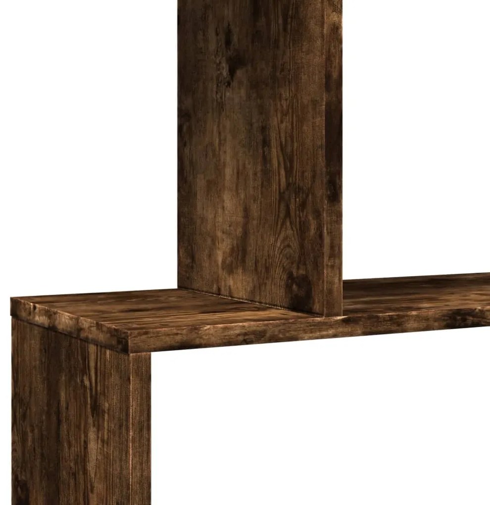 3 szintes füstös tölgy fa elválasztó könyvespolc 70x24x97 cm