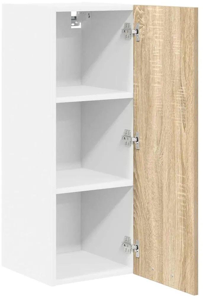 Függő szekrény Riga 2 pcs Sonoma tölgy és fehér 30 x 31 x 80 cm