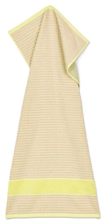 Sárga-rózsaszín frottír bio pamut törölköző 50x100 cm Check – JUNA